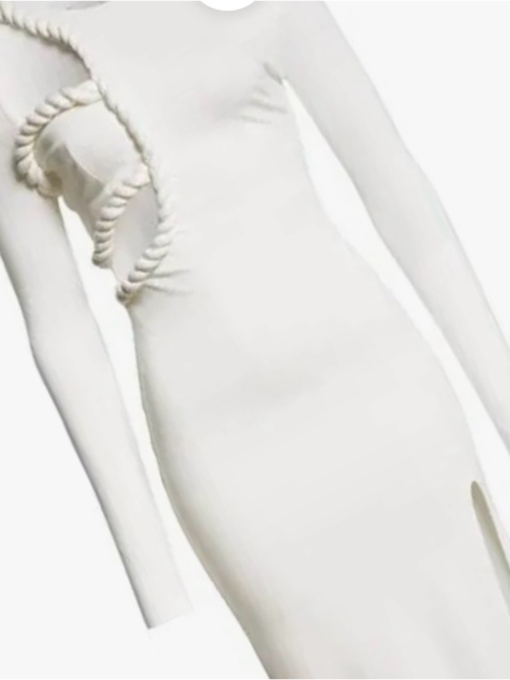 Elexia Women's Long Sleeve White-cream Maxi Dress w/braided cut outs NWT Medium